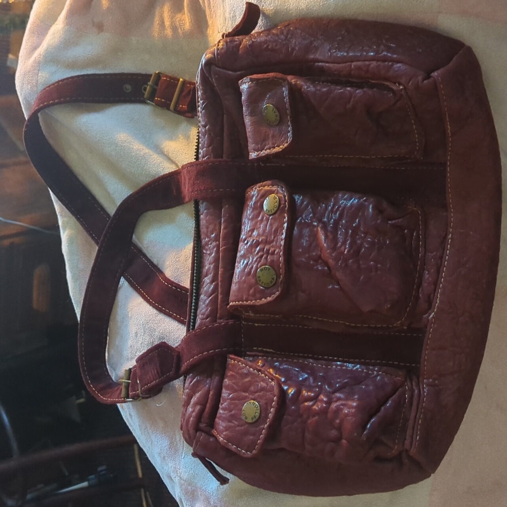 Not Rational Burgundy Red Leather Shoulder Bag